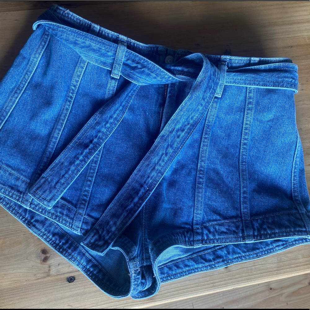 All Saints Frankie High Rise Belted Denim Shorts